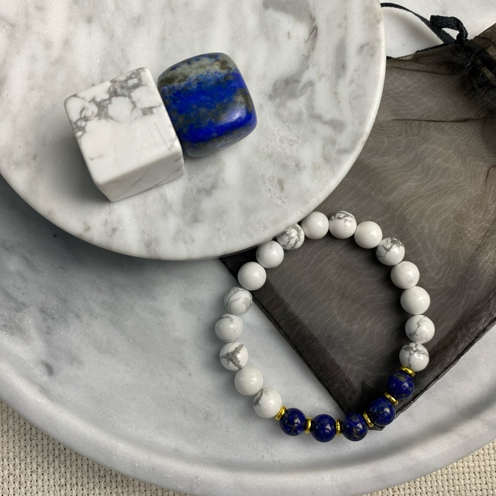 Howlite & Lapis Lazuli Crystal Bracelet with Tumbles